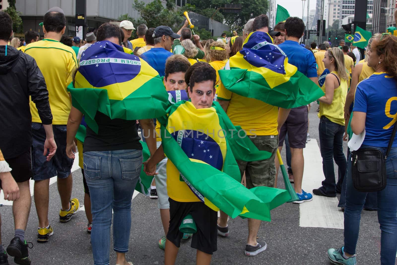 Sao Paulo Brazil March 13, 2016: An unidentified group of people