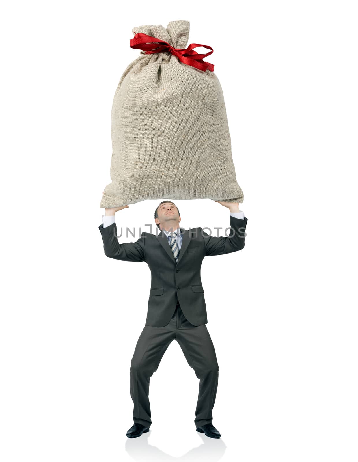 Businessman holding big bag  by cherezoff