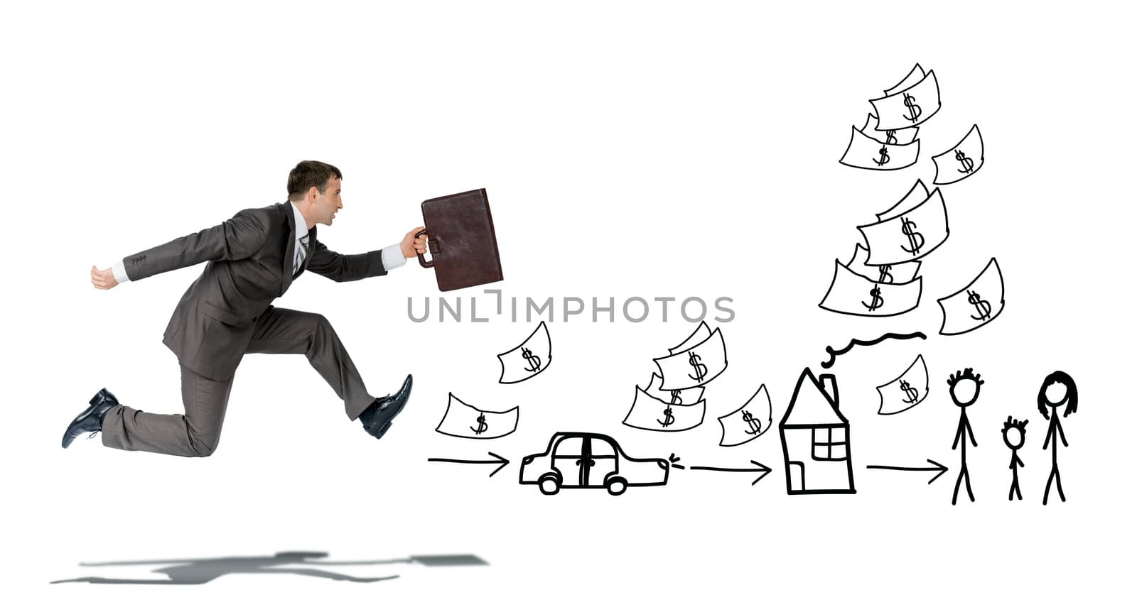 Businessman running on white by cherezoff