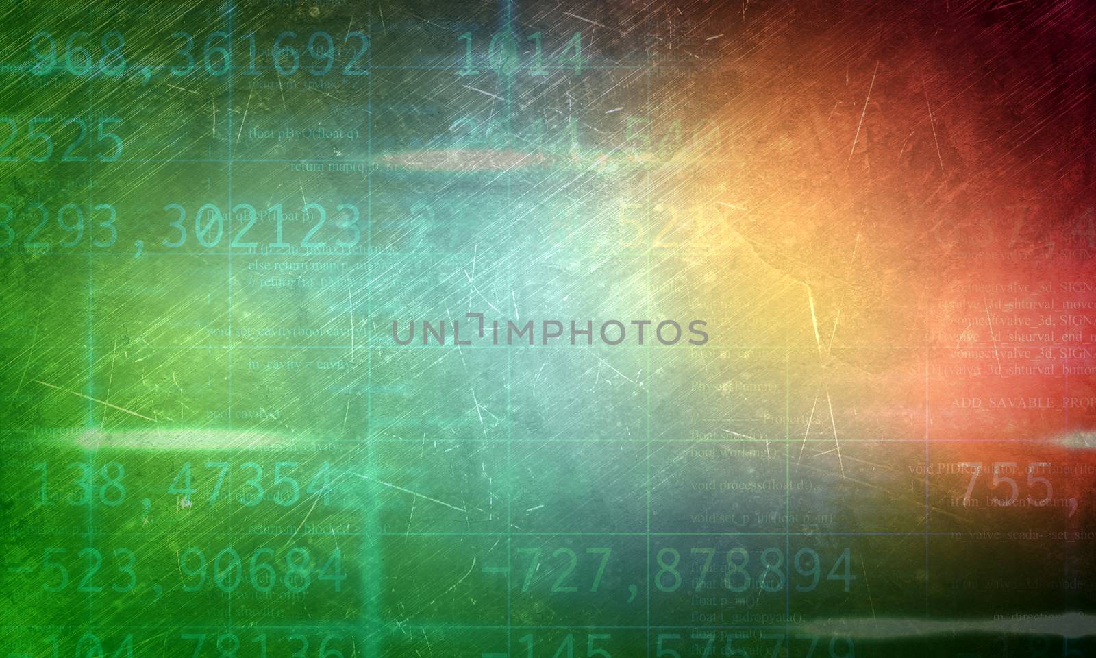 Abstract green and red background with numbers