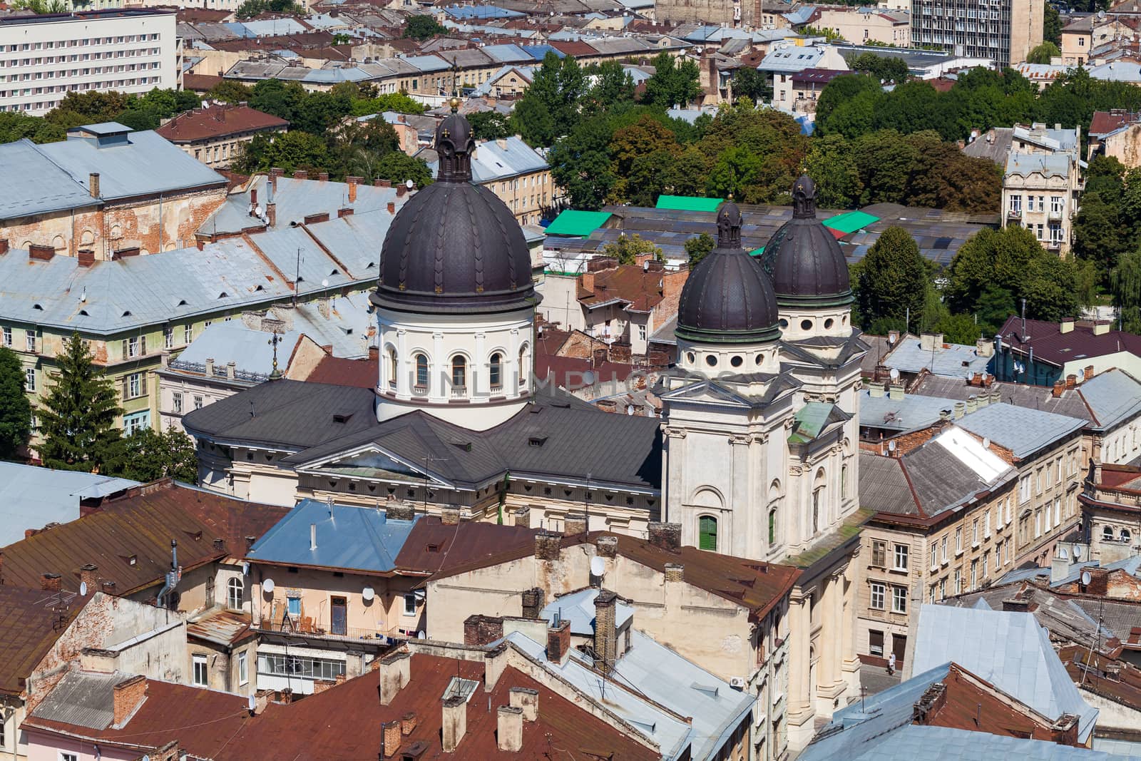 urban landscape, view from above the rooftops
