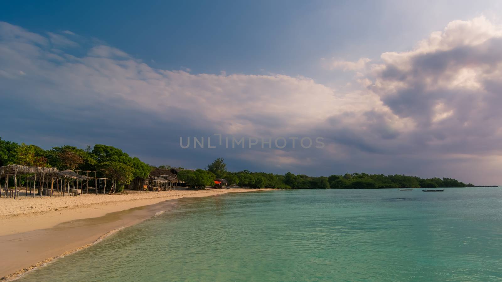 In the picture a beautiful beach of Zanzibar in the evening, republic of Tanzania.