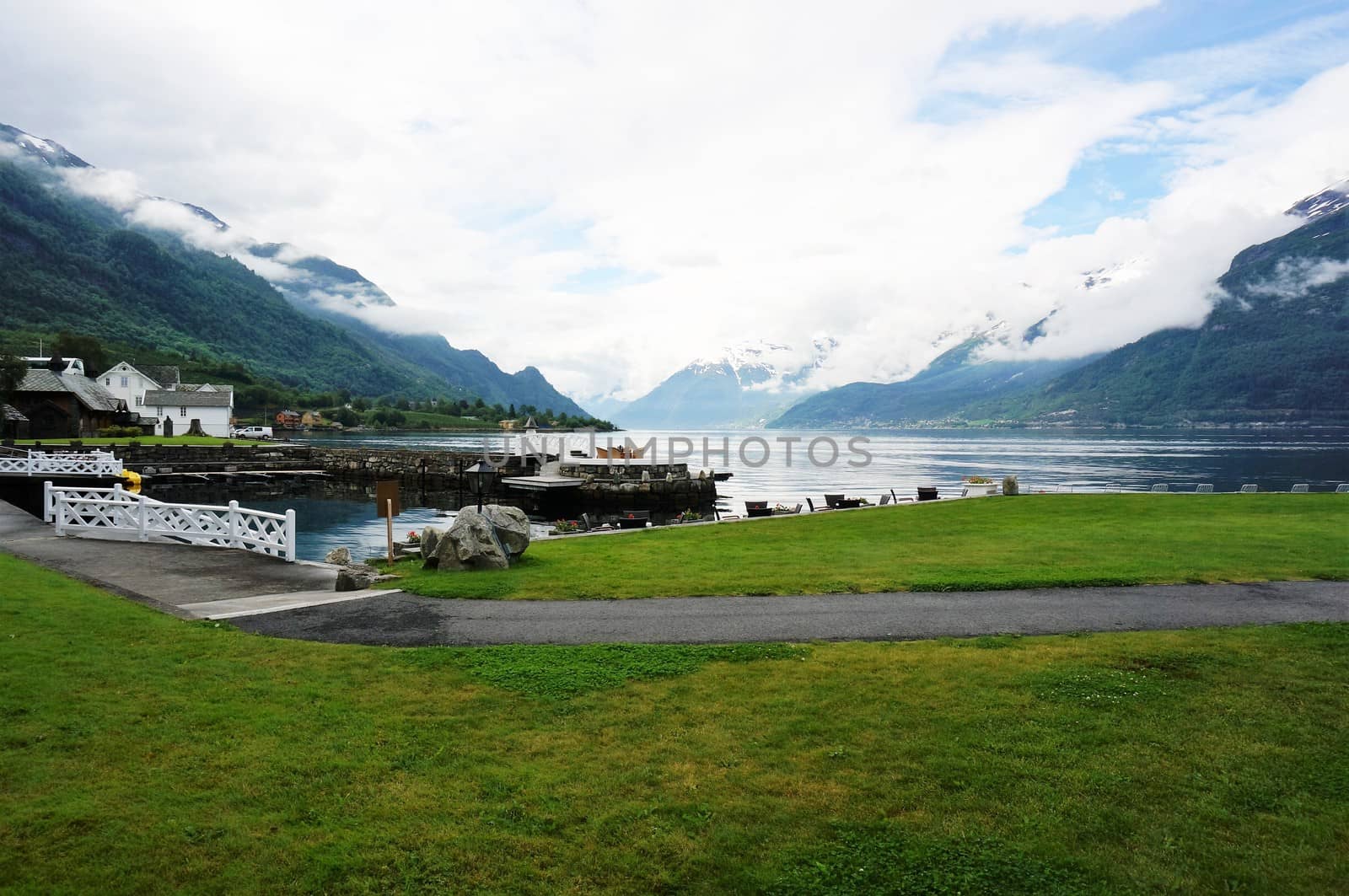 Lovely nature in Norway, Hardangerfjorden, water and mountains