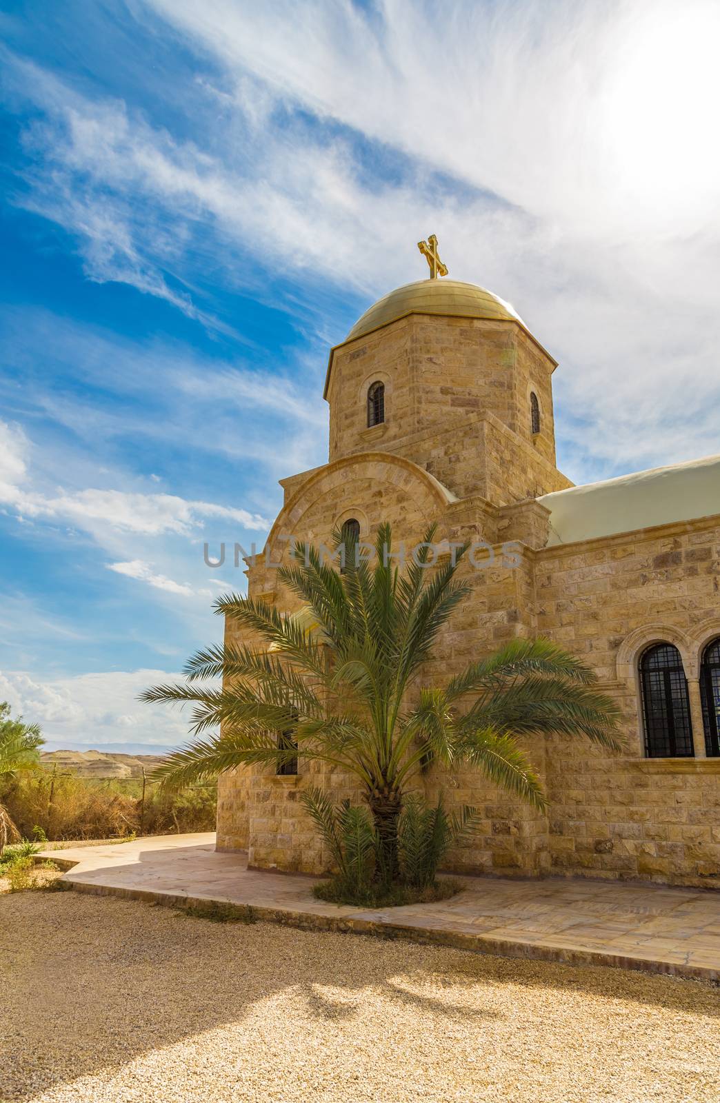 Church of St. John the Baptist, Baptised Site of Jesus Christ, Jordan. Photographed close-up on a bright sunny day.