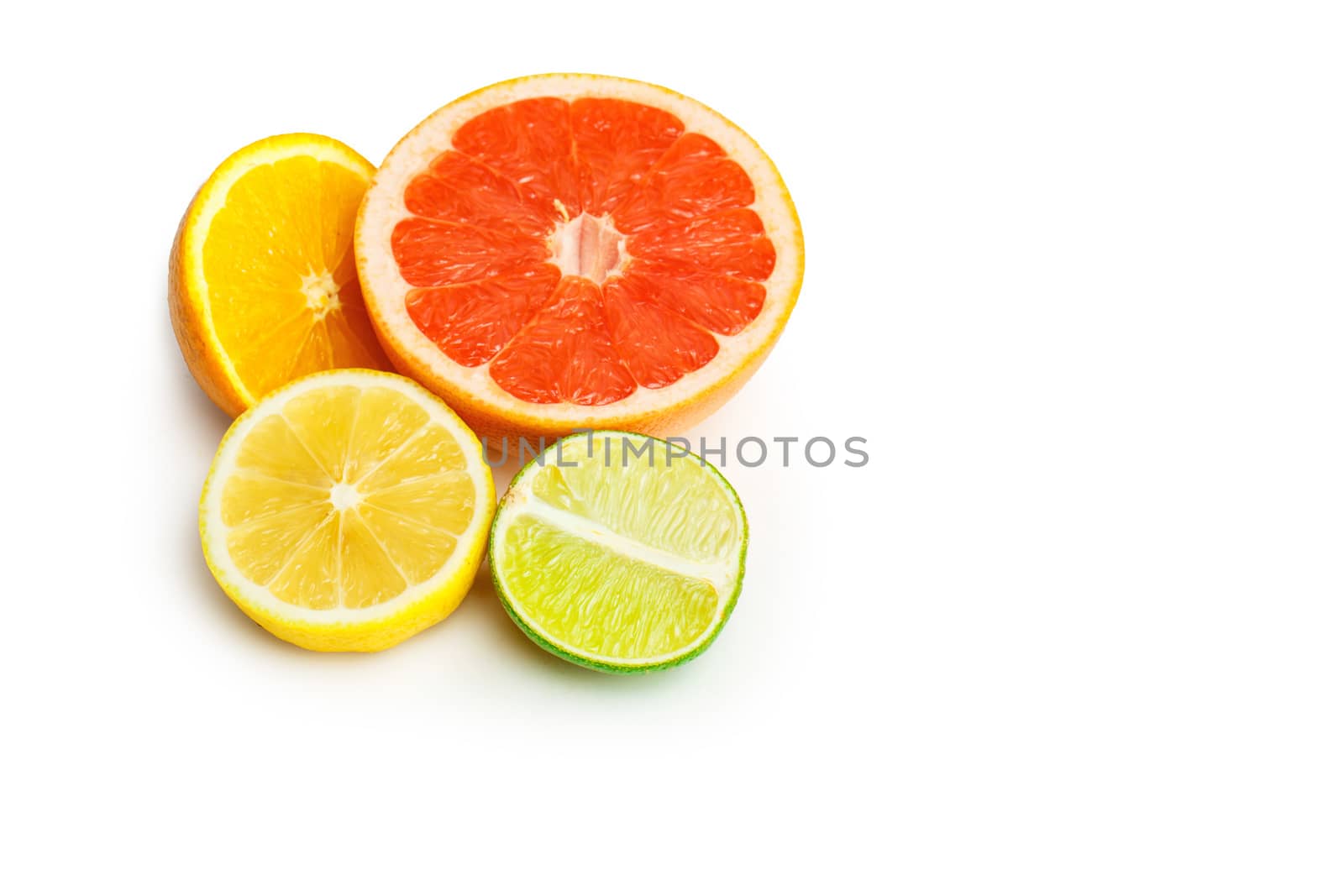 Background from citrus fruits isolated on white 