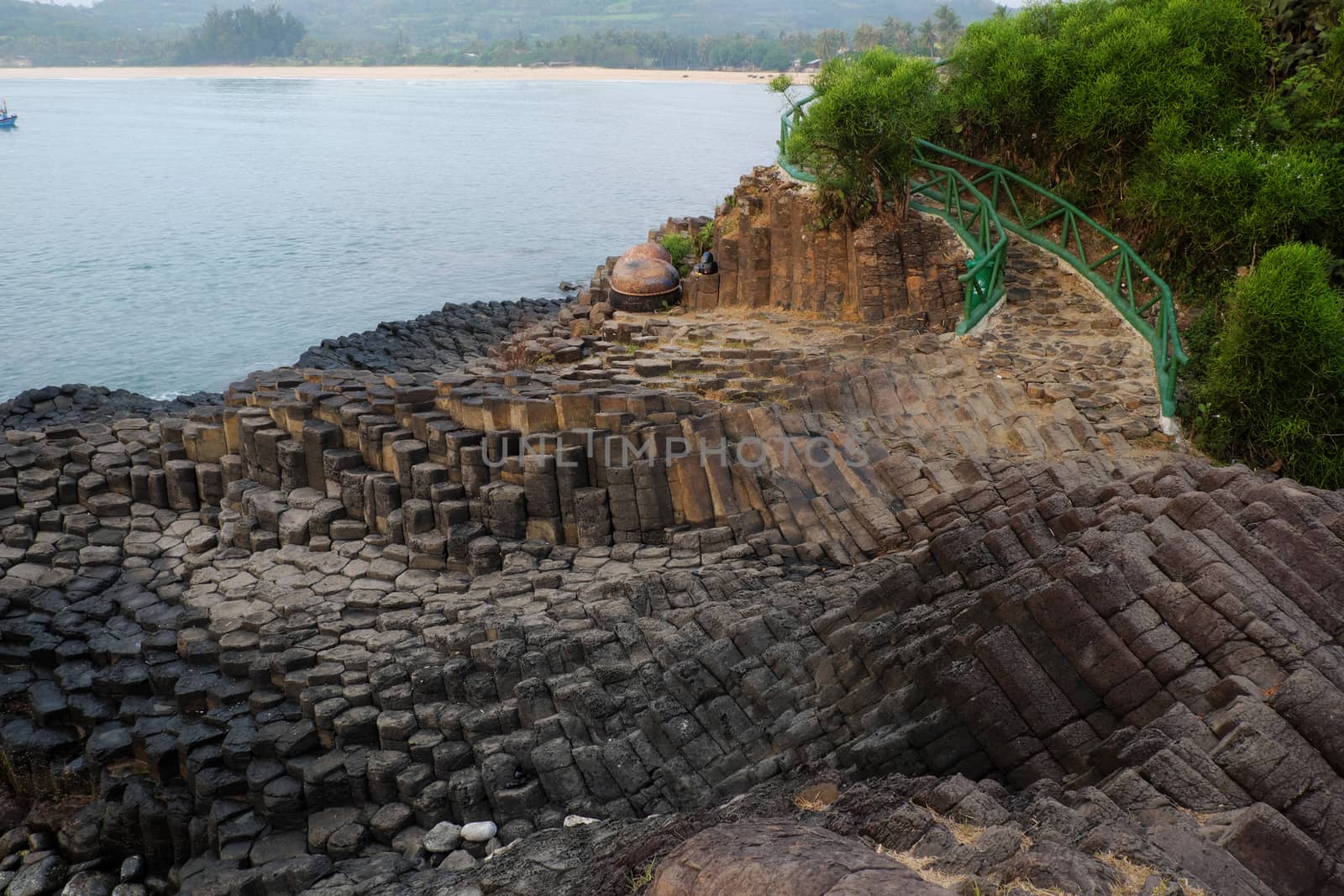 Ganh Da Dia or Ghenh Da Dia or Da Dia Rapids at Tuy Hoa, Phu Yen, Viet Nam, with amazing nature landscape at seaside, fantastic shape make interesting place for Vietnam travel,beautiful panoramic 