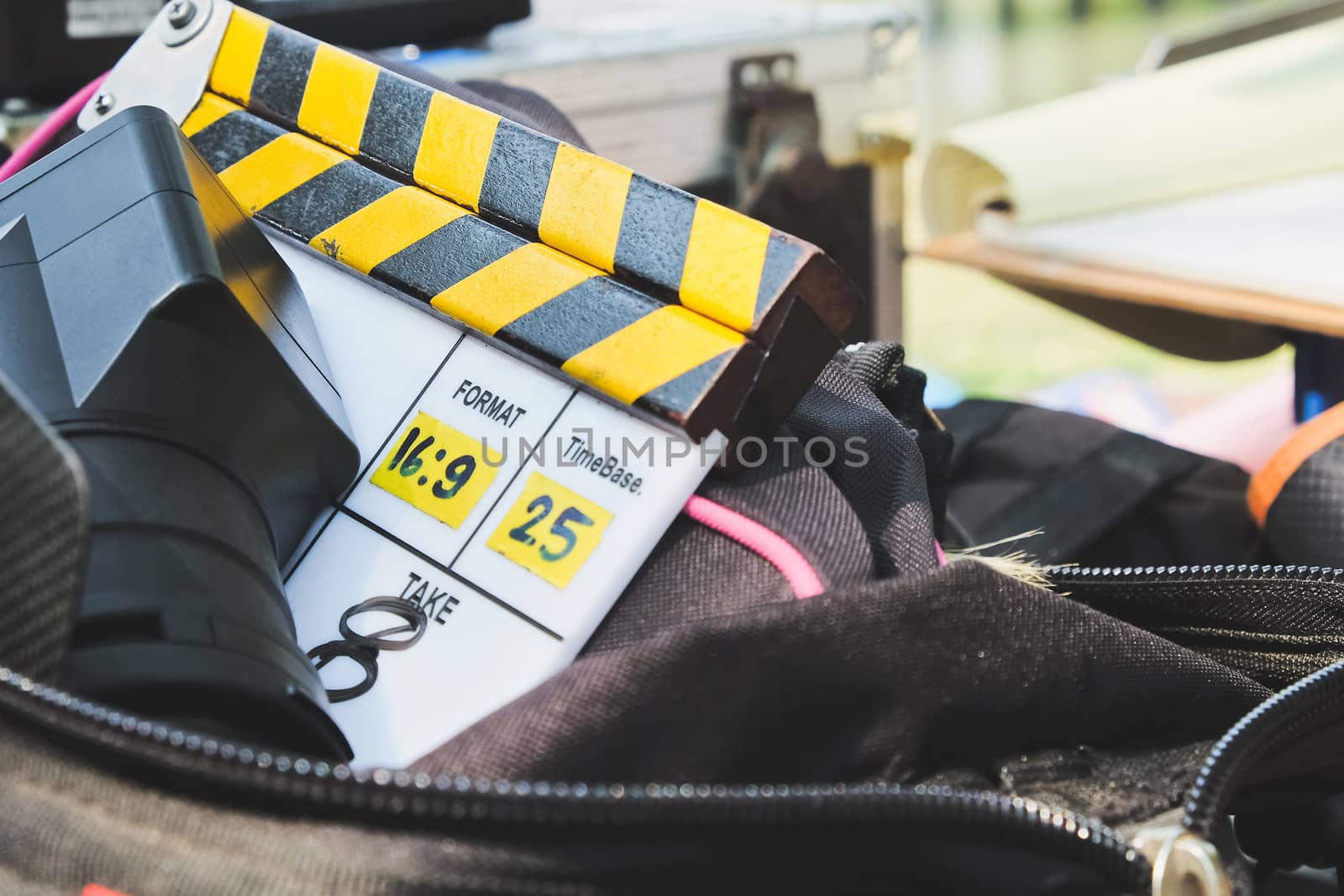 behind the scene,Film Slate on set