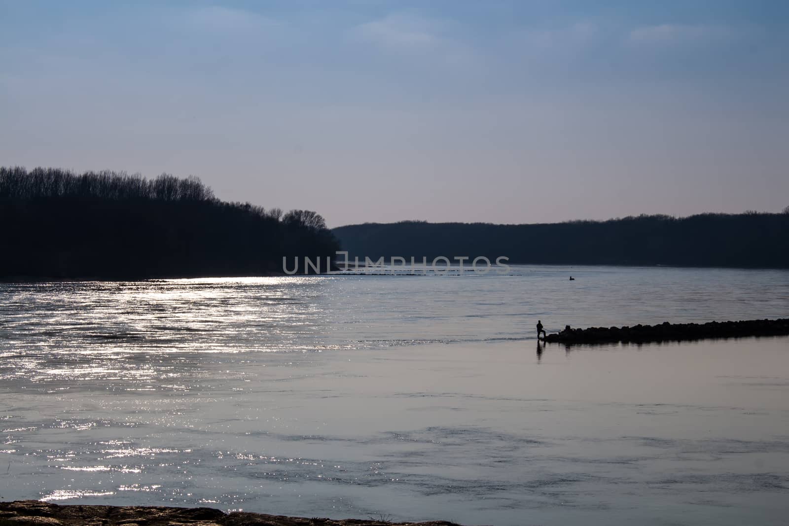 Junction of rivers Danube and Morava in the sunset by YassminPhoto