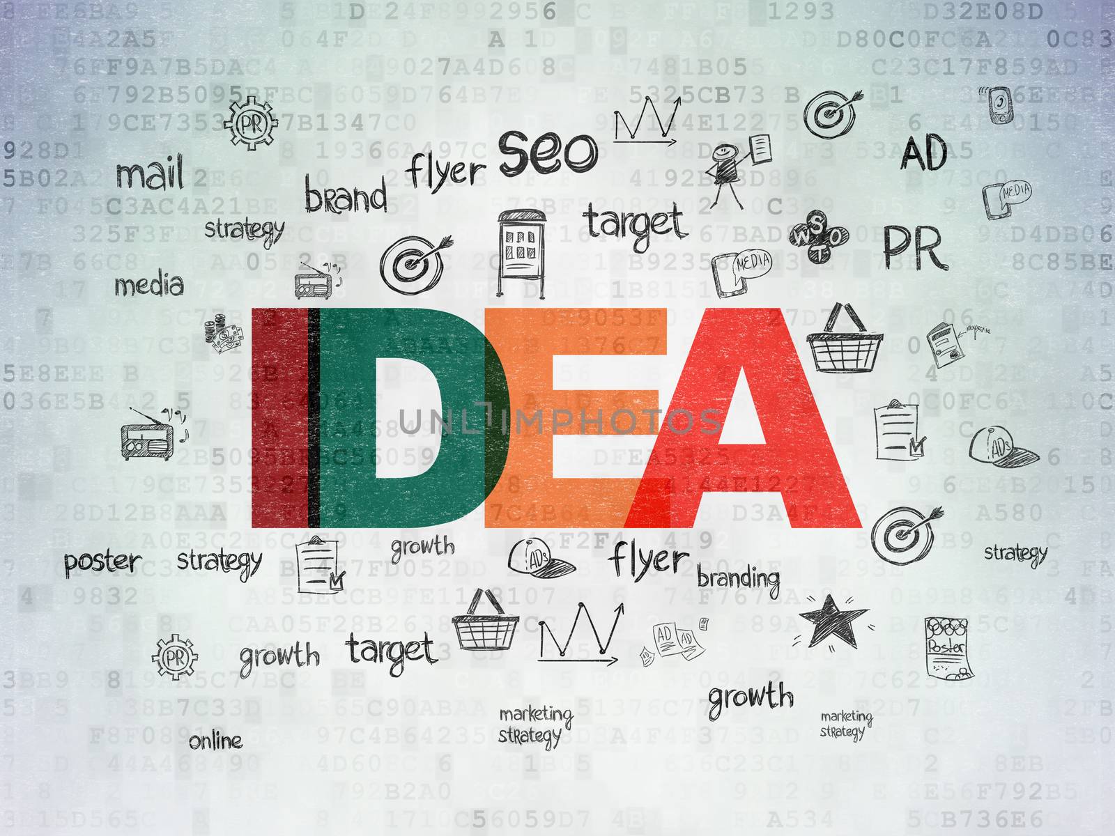 Marketing concept: Idea on Digital Paper background by maxkabakov