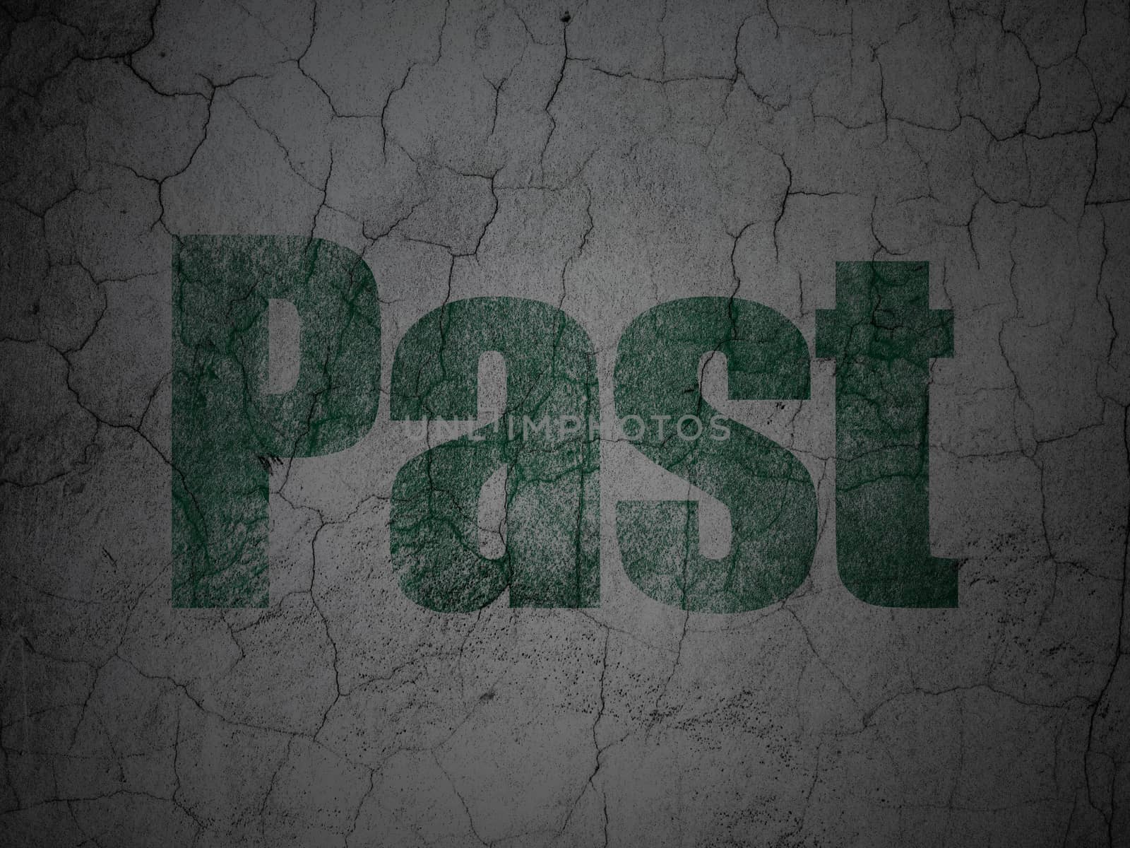 Time concept: Green Past on grunge textured concrete wall background