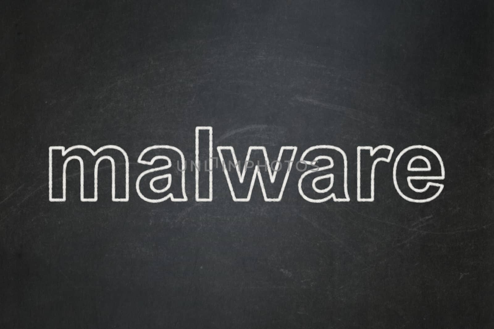 Security concept: text Malware on Black chalkboard background