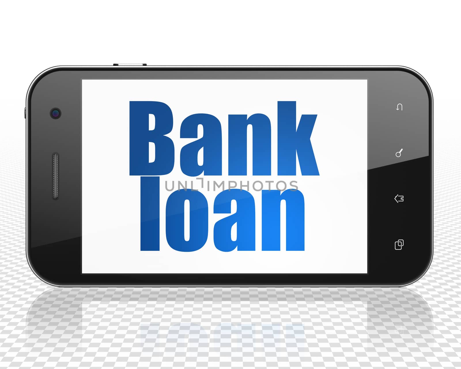 Currency concept: Smartphone with blue text Bank Loan on display