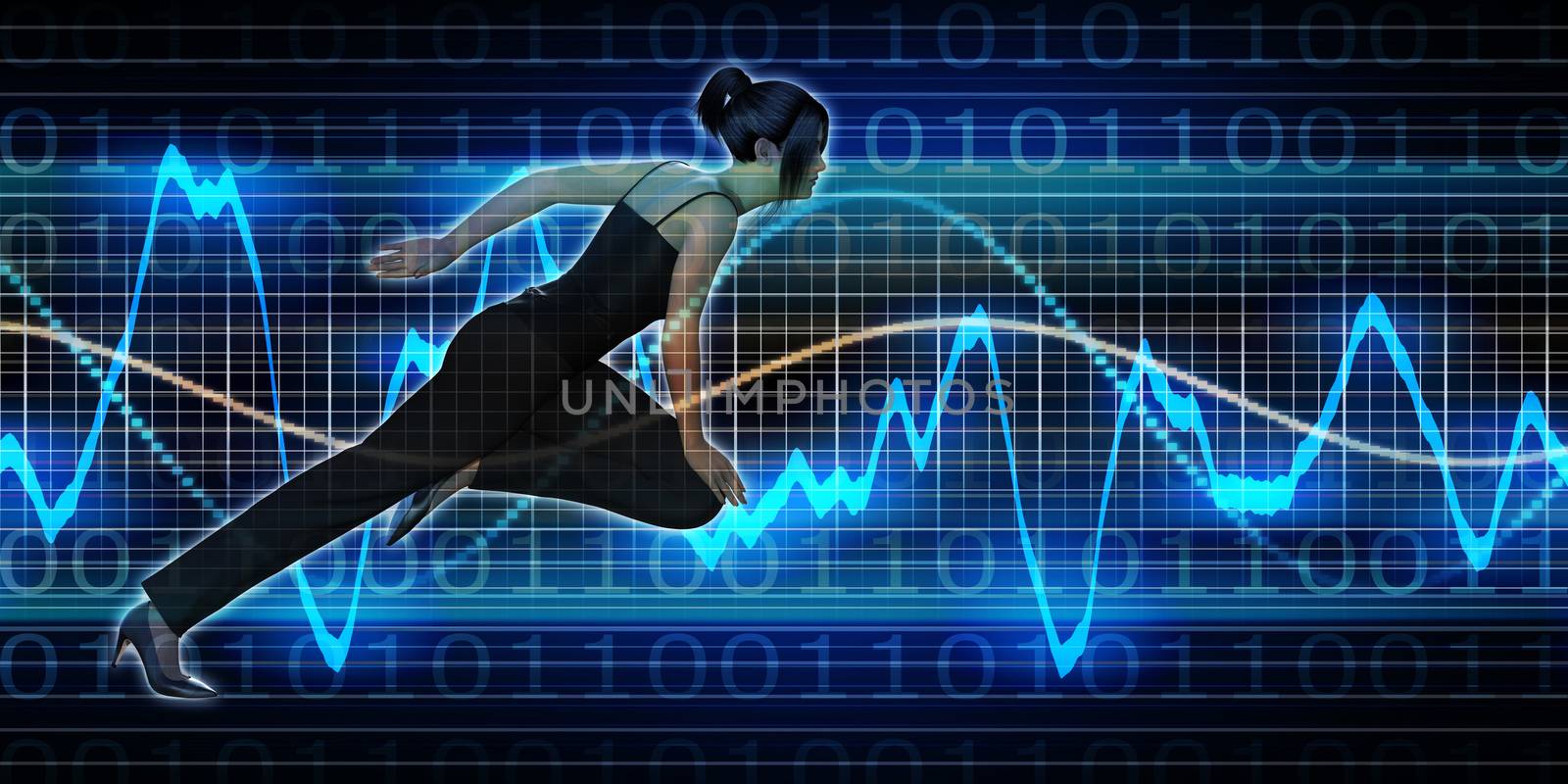 Successful Business with Asian Woman and Graph Background