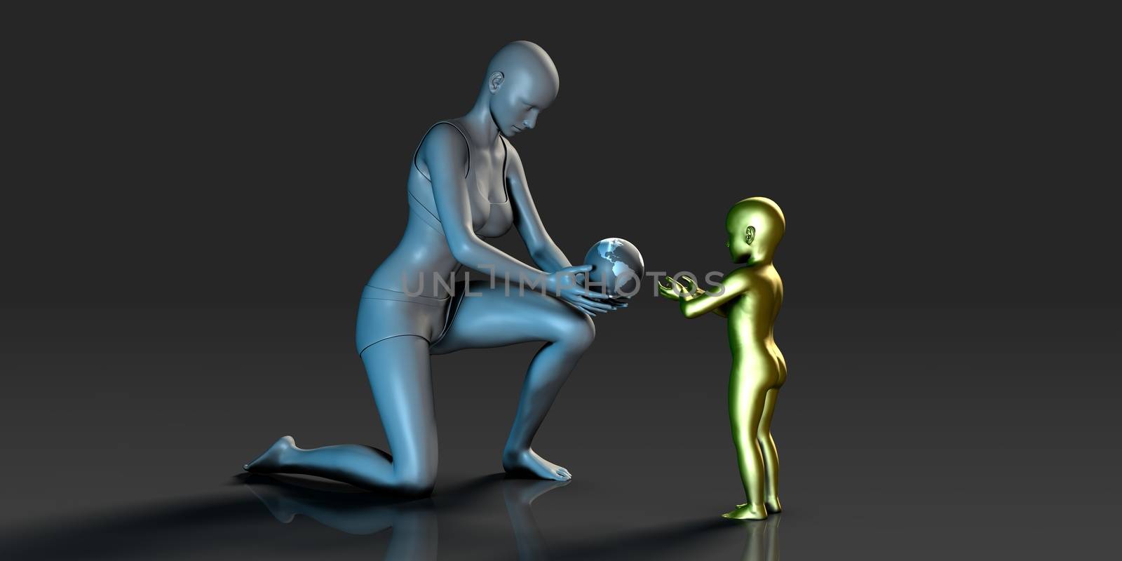 Learning Concept with Mother Teacher and Young Child