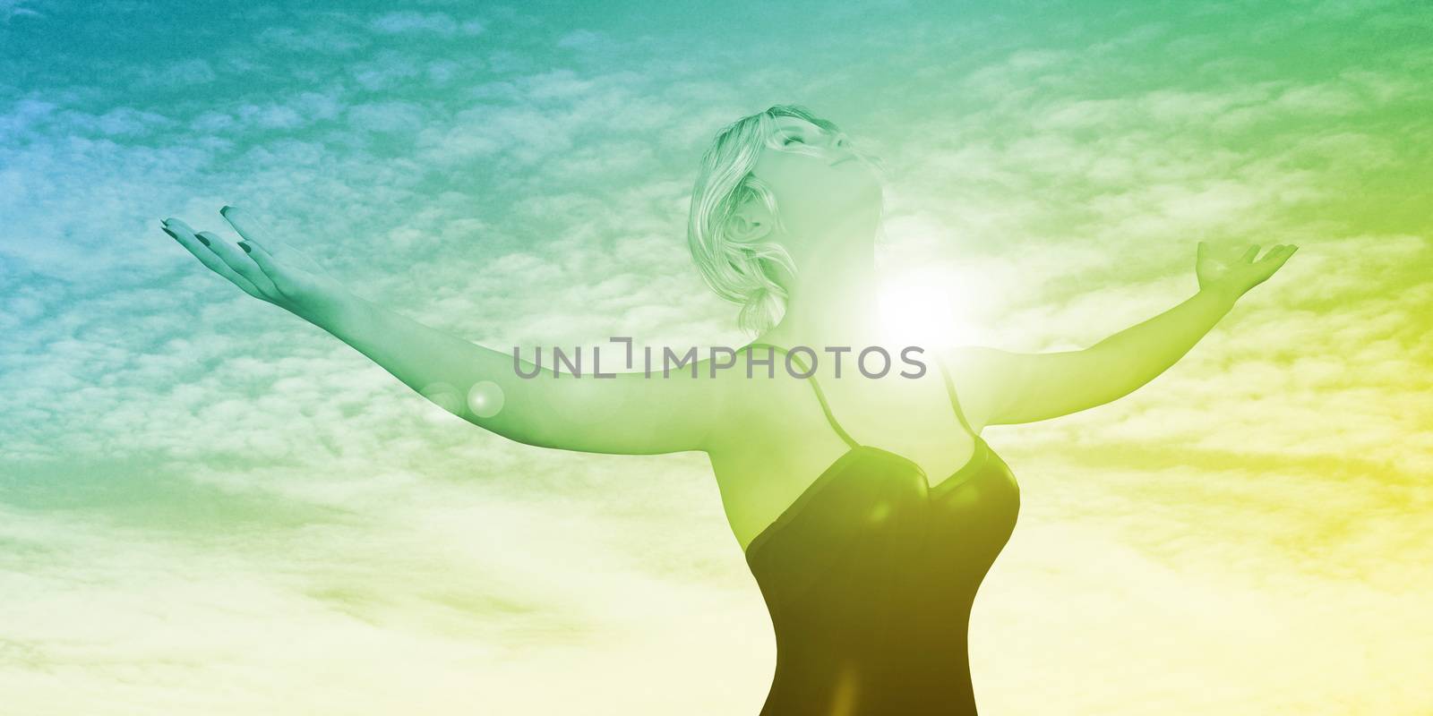 Carefree Woman Smiling in the Outdoors With Arms Stretched