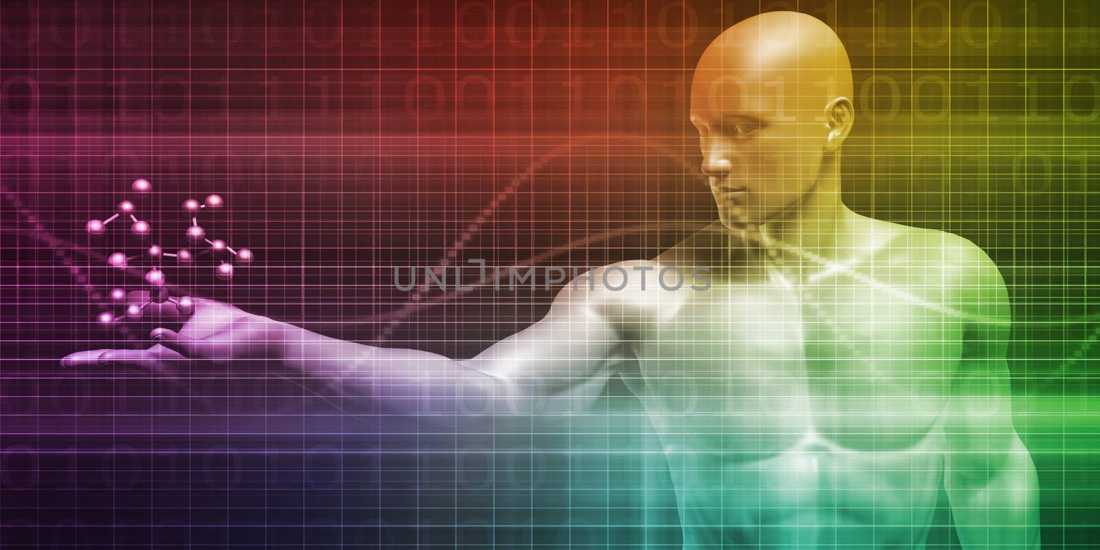 Scientist Holding a Molecule as a Science Concept
