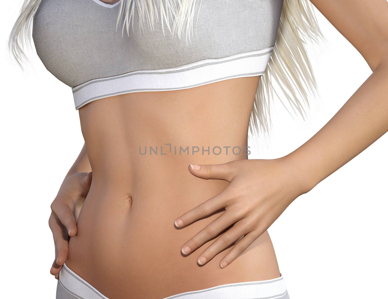 Young Girl With Beautiful Body Over White Background