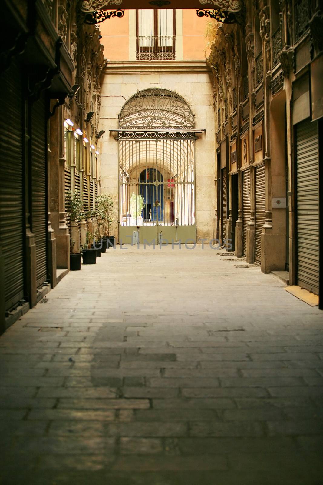 Ancient street of Barcelona. Passatge de Bacardi