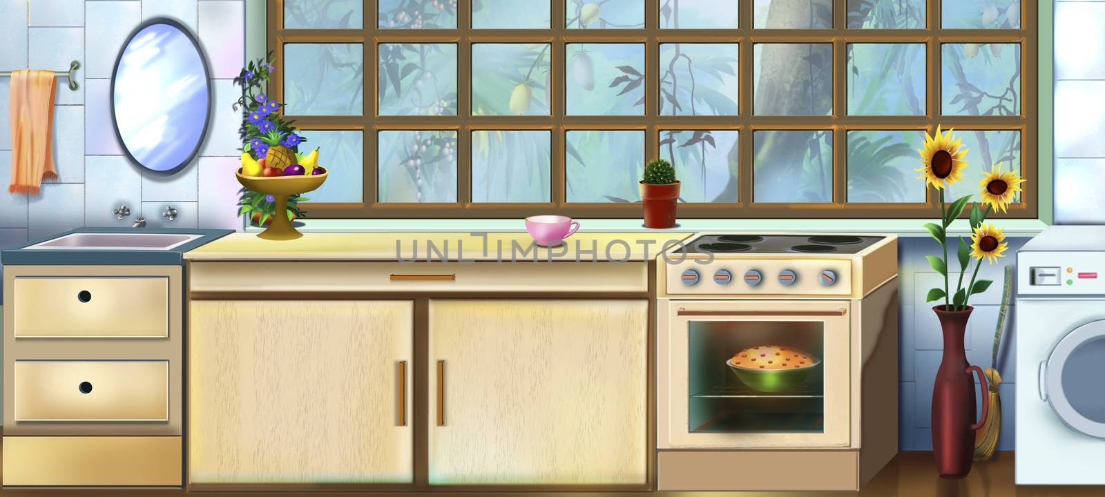 Digital painting of the Vintage Kitchen