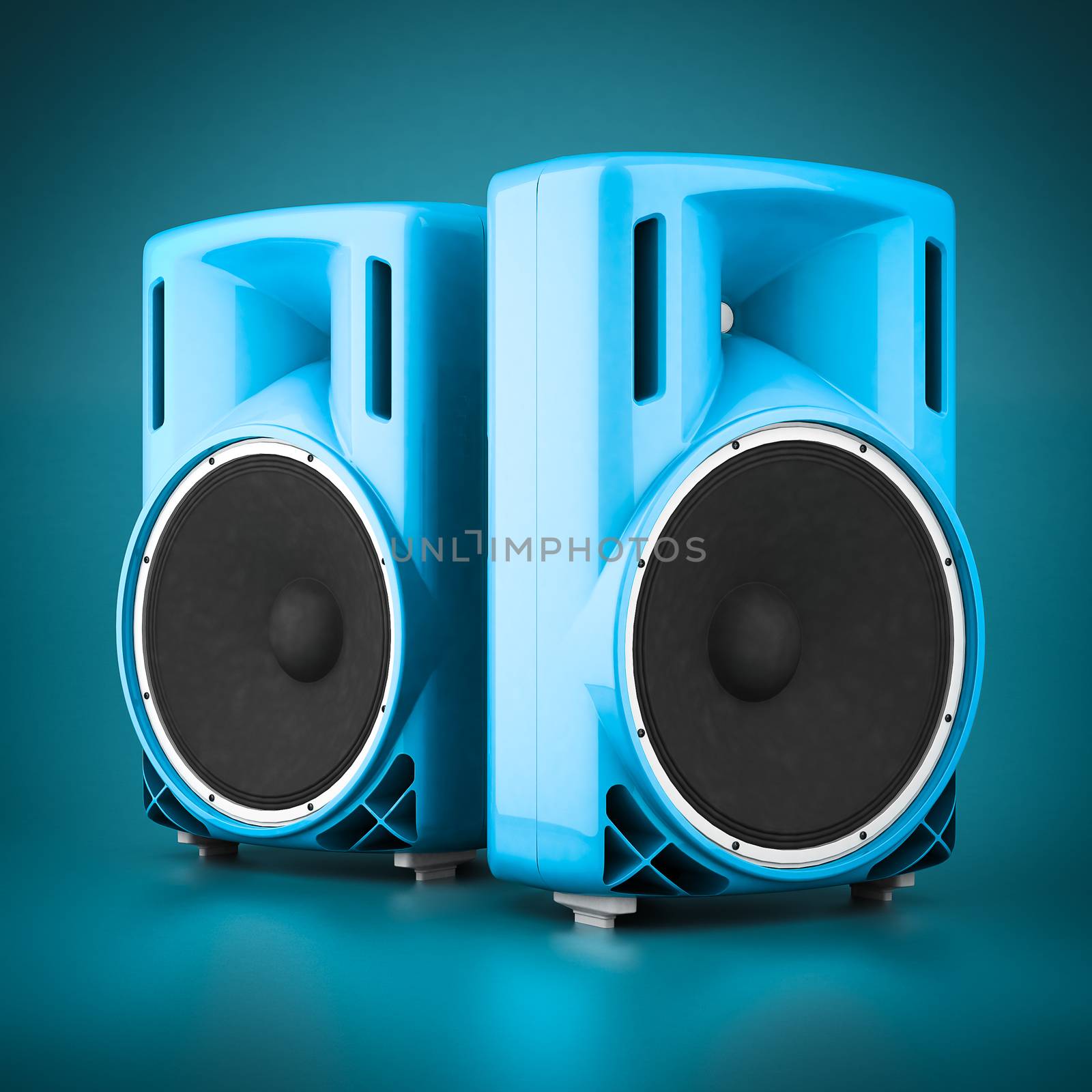 Beautiful music speaker isolated on blue background