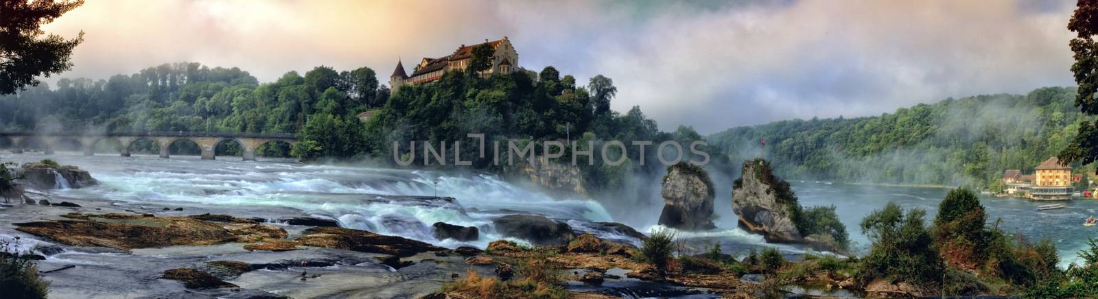 Famous big european Rhinefalls in Schaffhausen, Switzerland