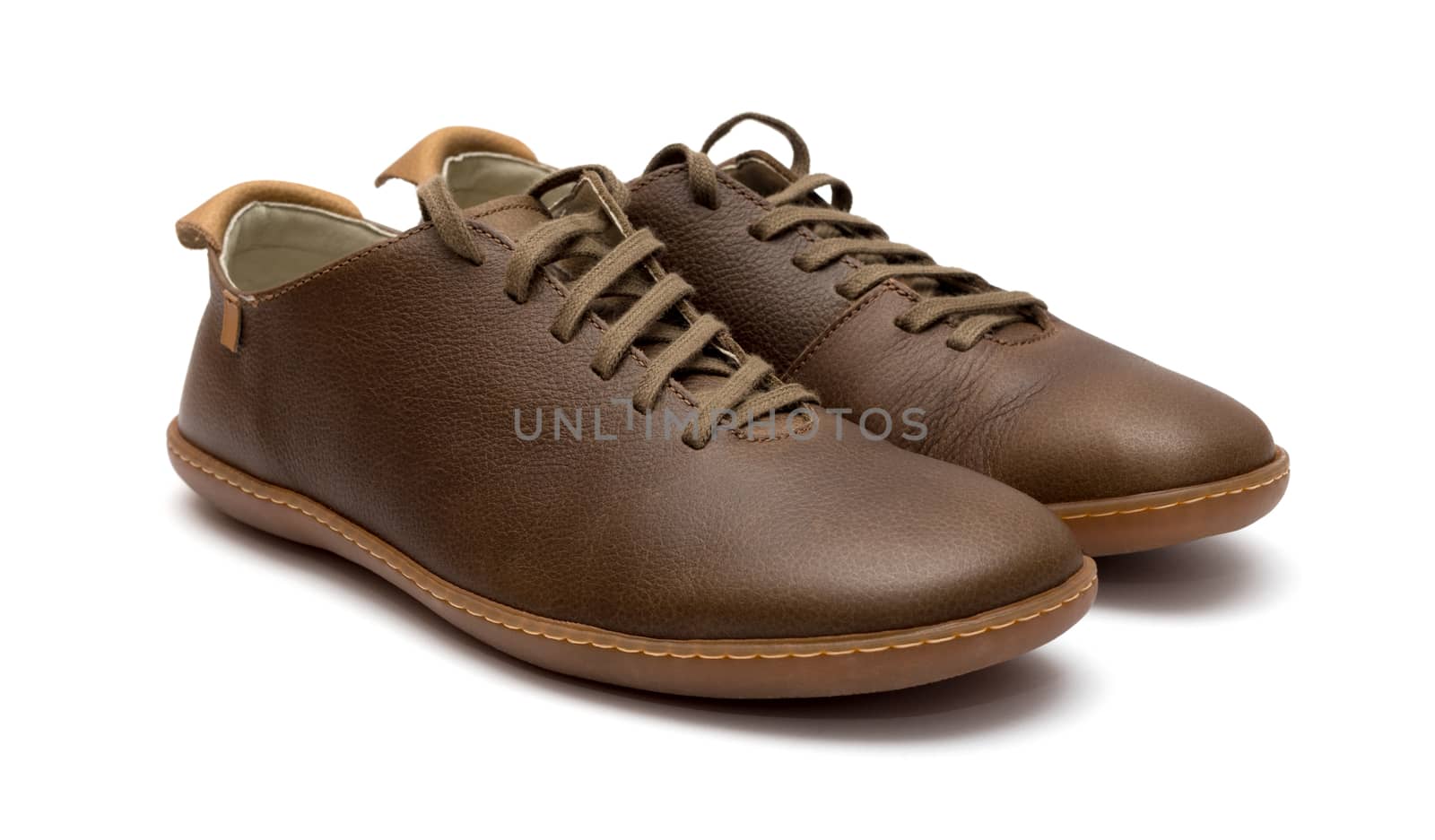 Brown Leather Men Shoes isolated on white background