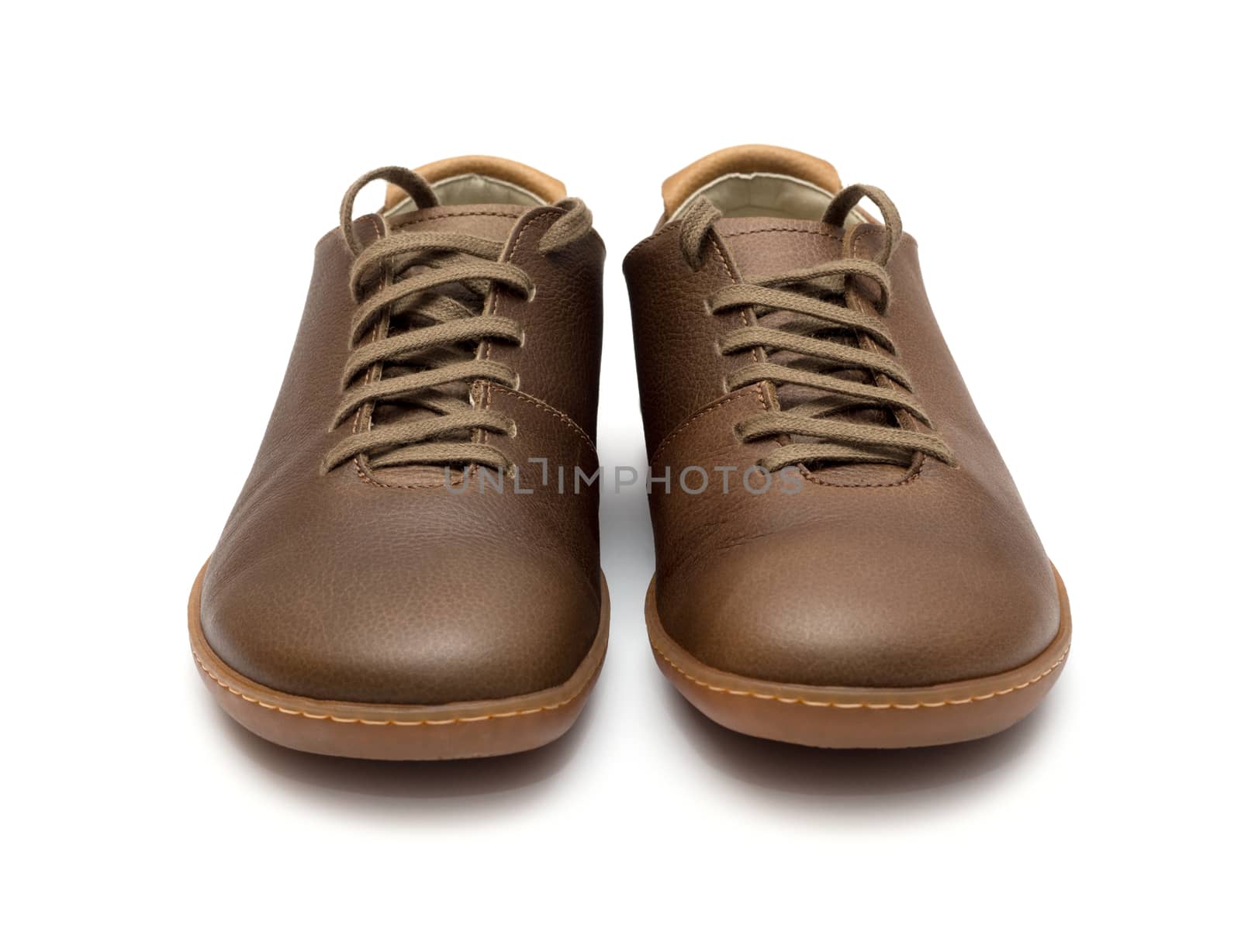 Brown Leather Men Shoes isolated on white background