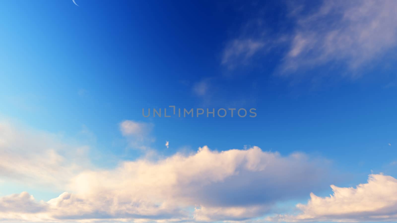 Cloudy blue sky abstract background, blue sky background with tiny clouds, 3d illustration