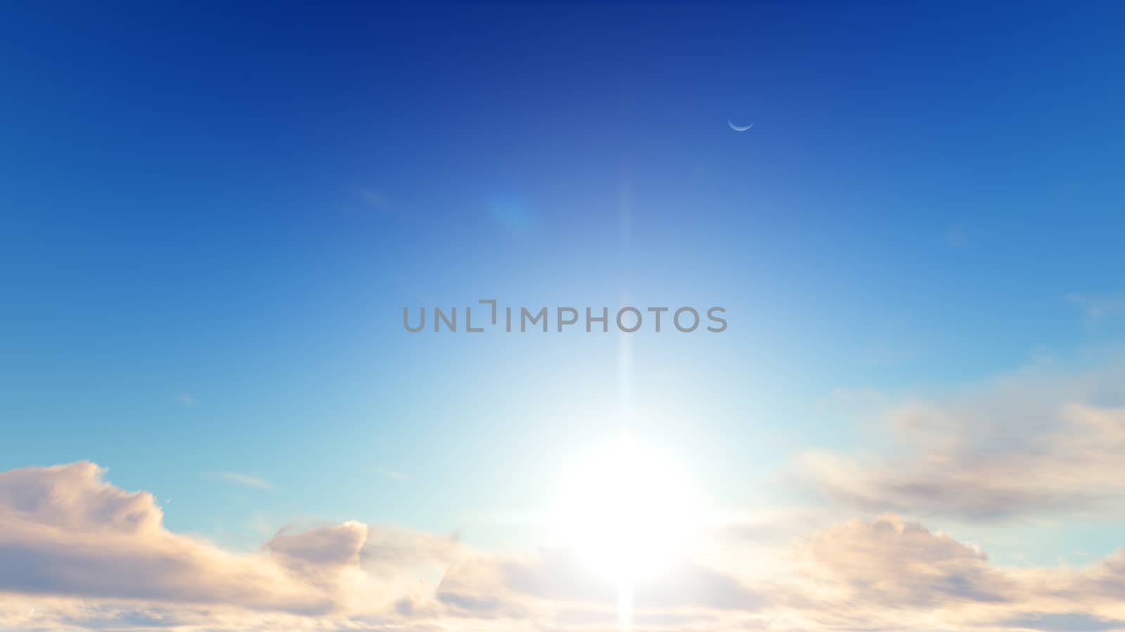 Cloudy blue sky abstract background, blue sky background with tiny clouds, 3d illustration