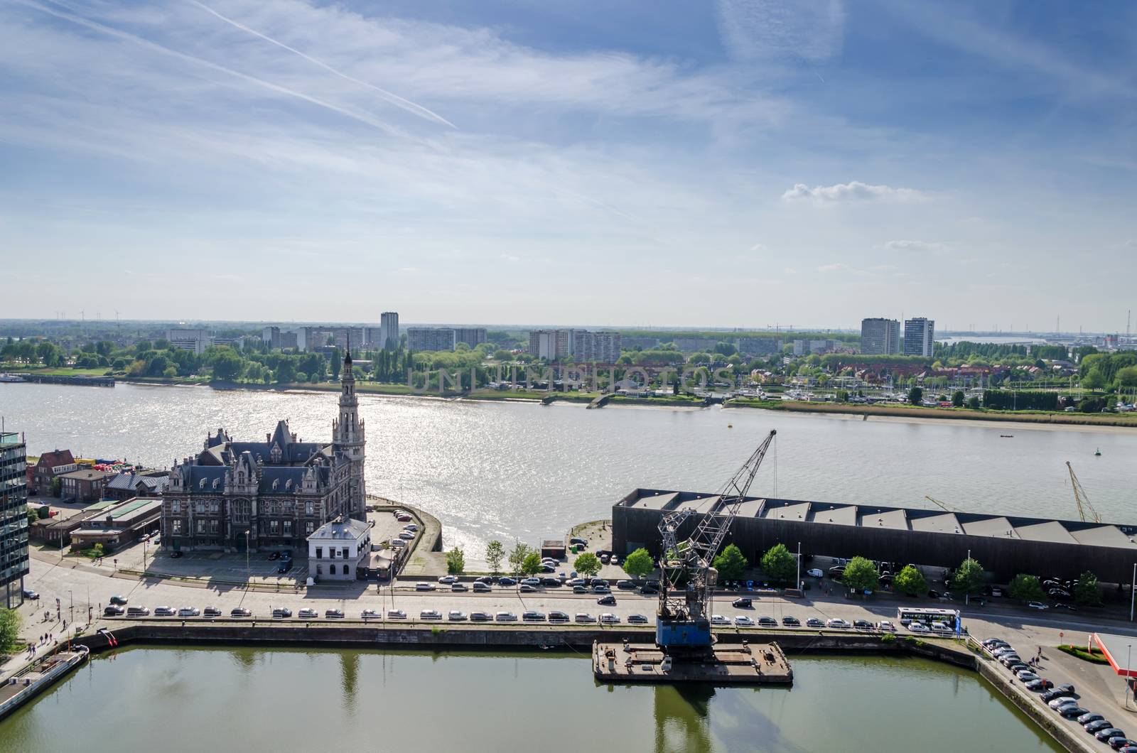 Aerial view over the city of Antwerp in Belgium by siraanamwong