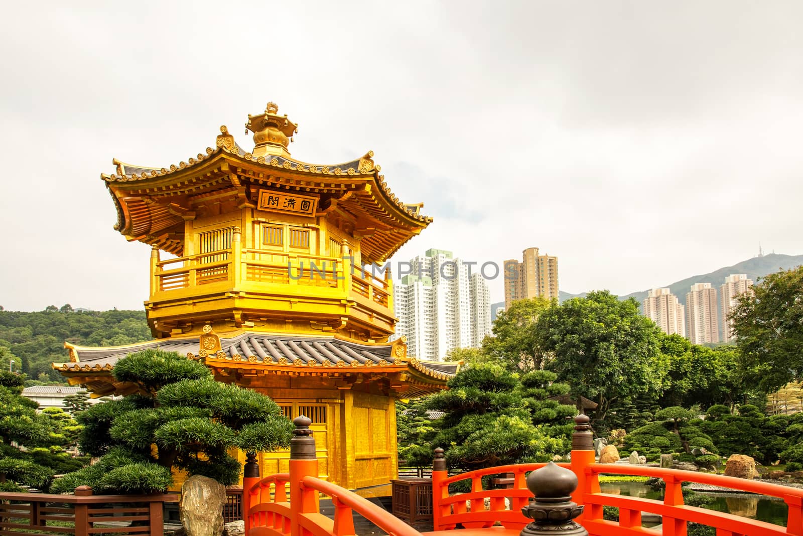 Beautiful Golden Pagoda Chinese style architecture in Nan Lian G by Yuri2012