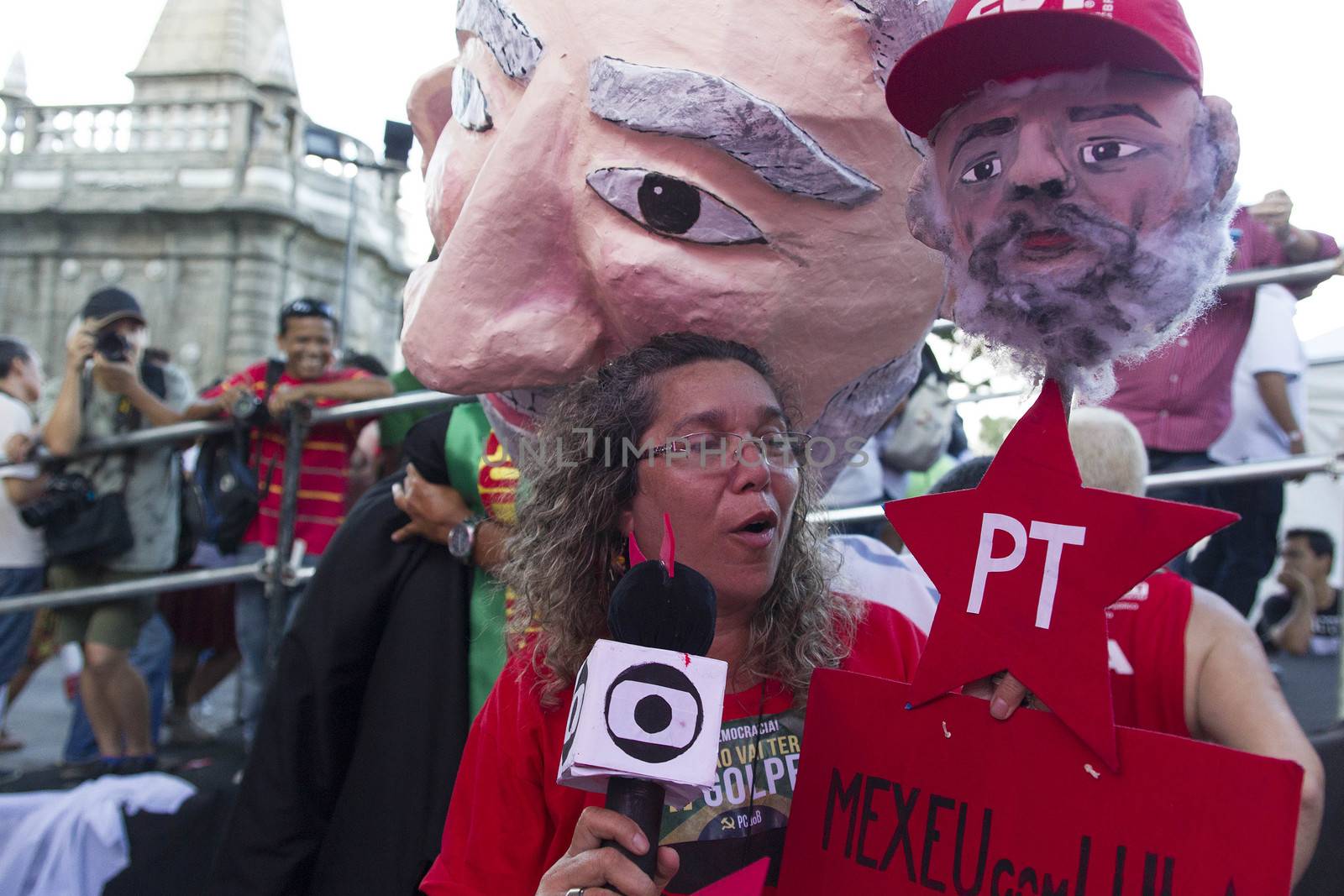 BRAZIL, Rio de Janeiro : Workers' Party (PT) supporters demonstrate in support of President Dilma Rousseff and former President Luiz Inacio Lula da Silva in Rio de Janeiro, Brazil, on March 18, 2016. Brazilian President Dilma Rousseff's supporters took to the streets Friday to fight back at attempts to oust her, as a flurry of court battles raged over her controversial cabinet appointment of predecessor Luiz Inacio Lula da Silva.