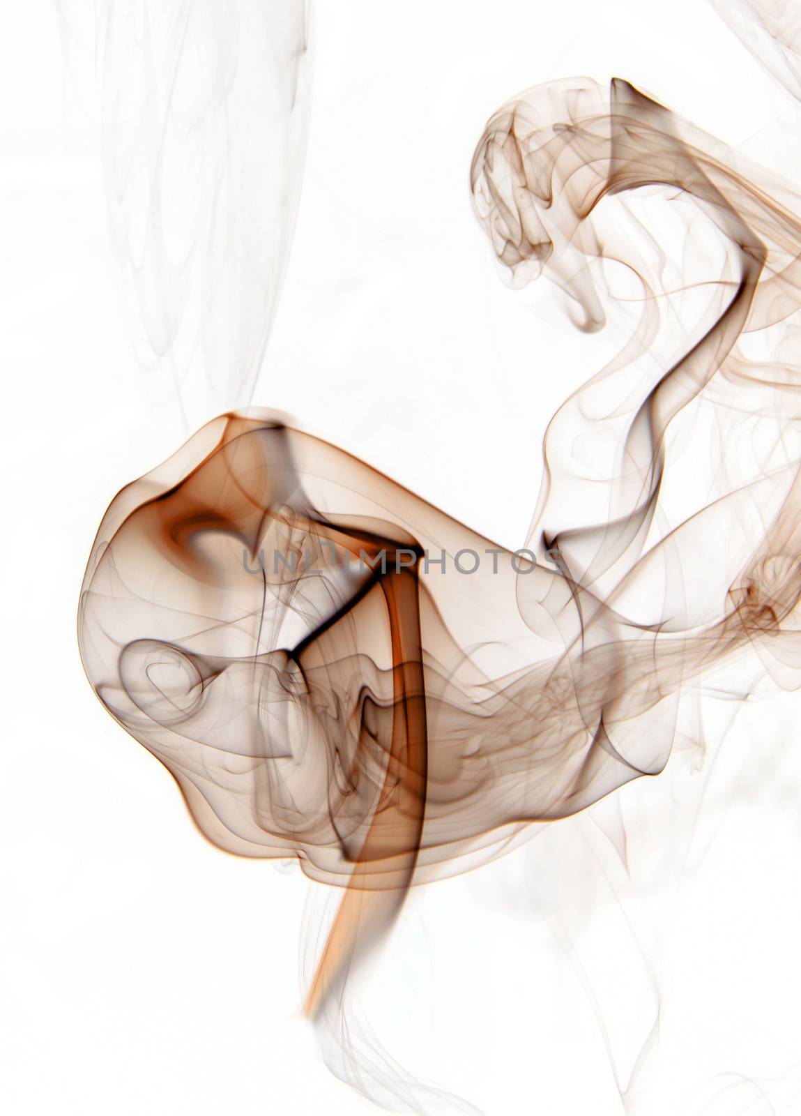 Brown insence smoke on white background, graphic resource.