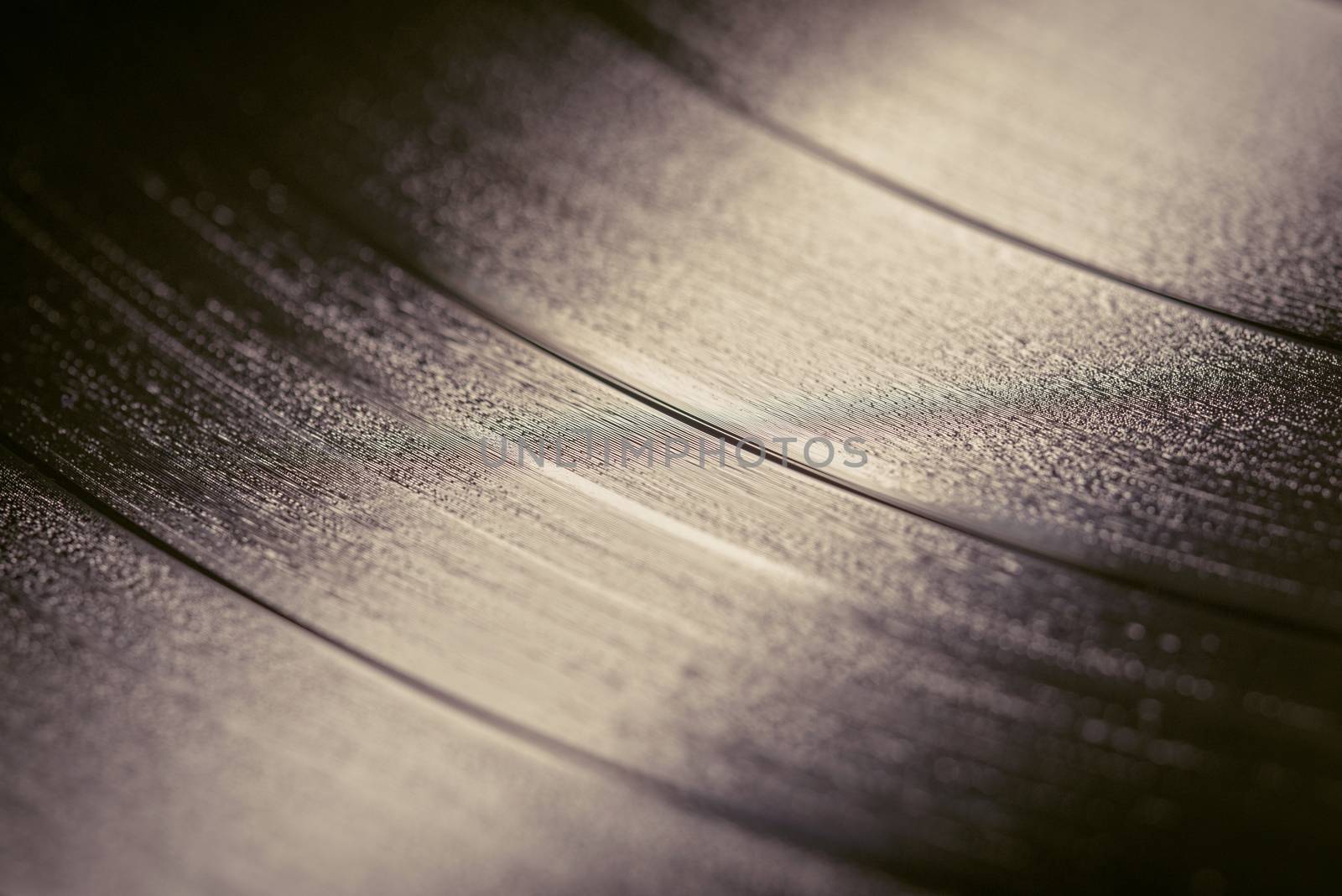 close up view of a Vinyl, colorful light reflection