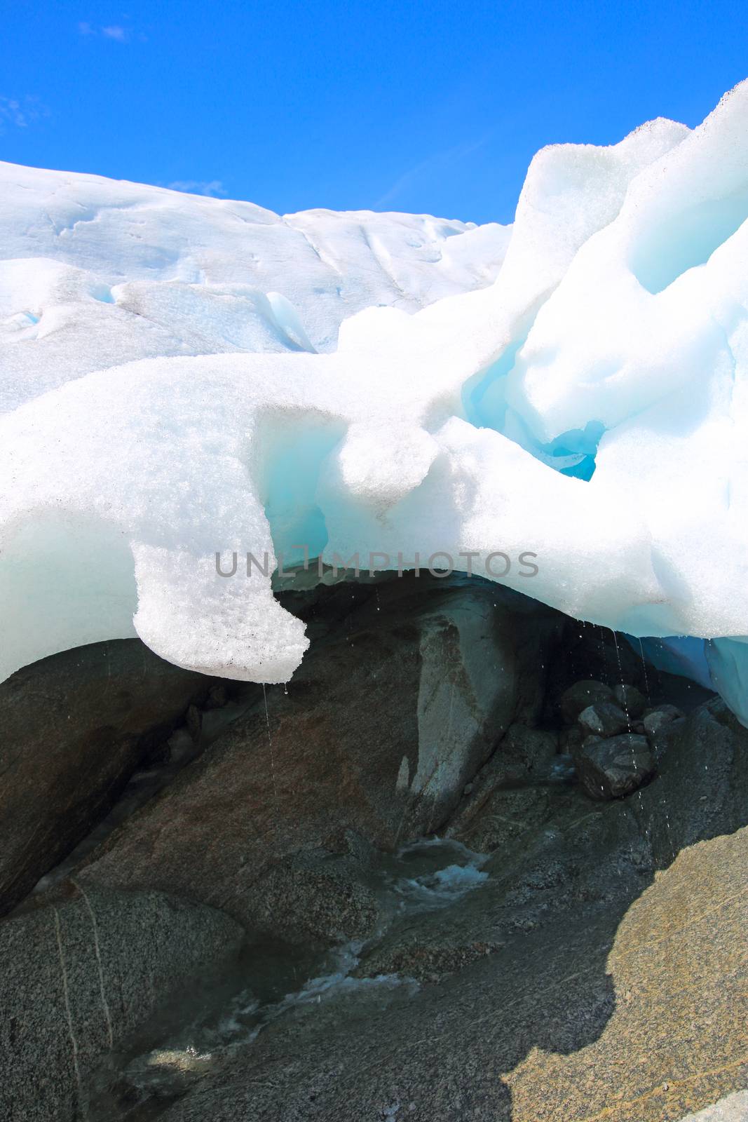 Close-up view at Nigardsbreen Glacier in Jostedalsbreen National Park, Norway