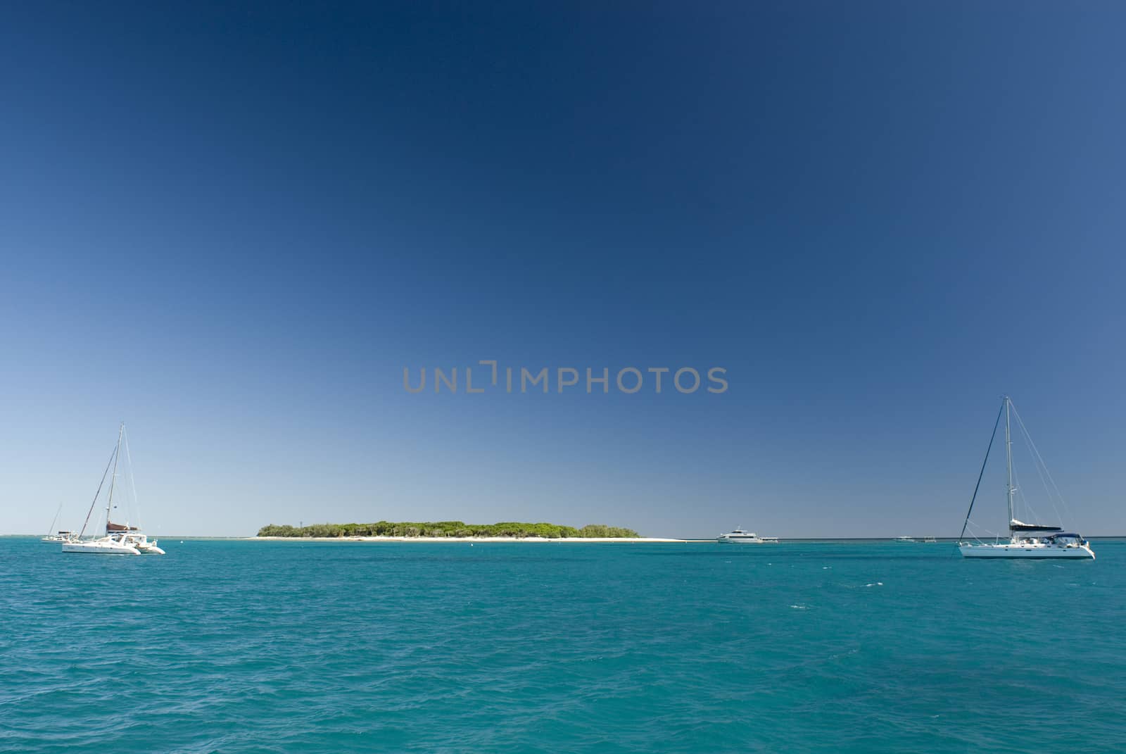 View of Lady Musgrave Island in Australia, the second of the islands on the Great Barrier Reef and a popular camping destination for tourists