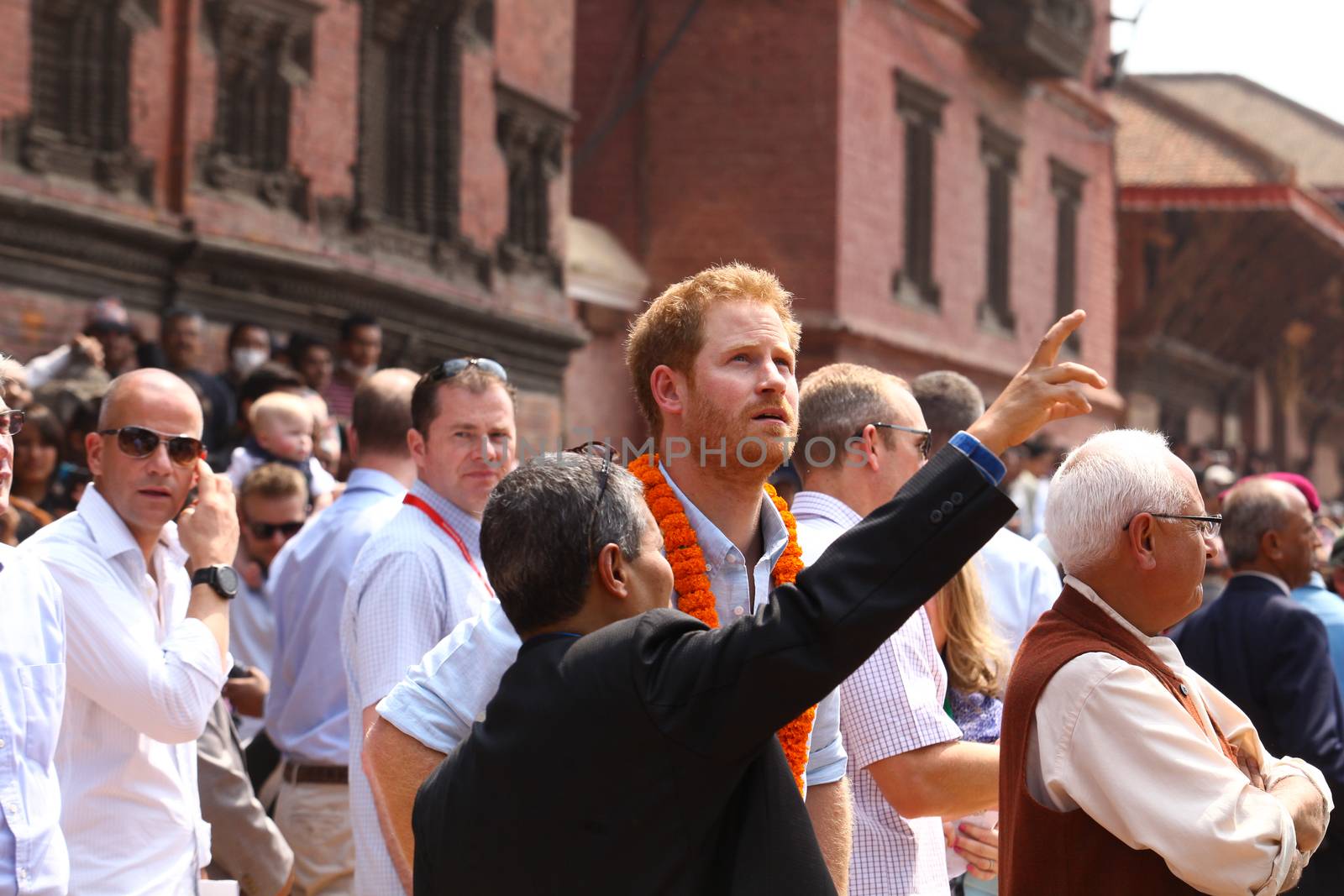 NEPAL, Kathmandu: Prince Harry arrives at Katmandu's Durbar Square on day two of his visit to Nepal on March 20, 2016 in Kathmandu, Nepal. Prince Harry is on a five day visit to Nepal, his first official tour of the country. 