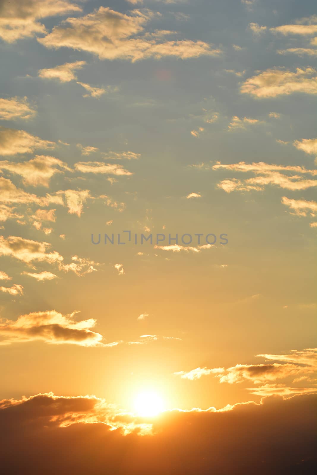 Fiery orange sunset sky. Beautiful sky.