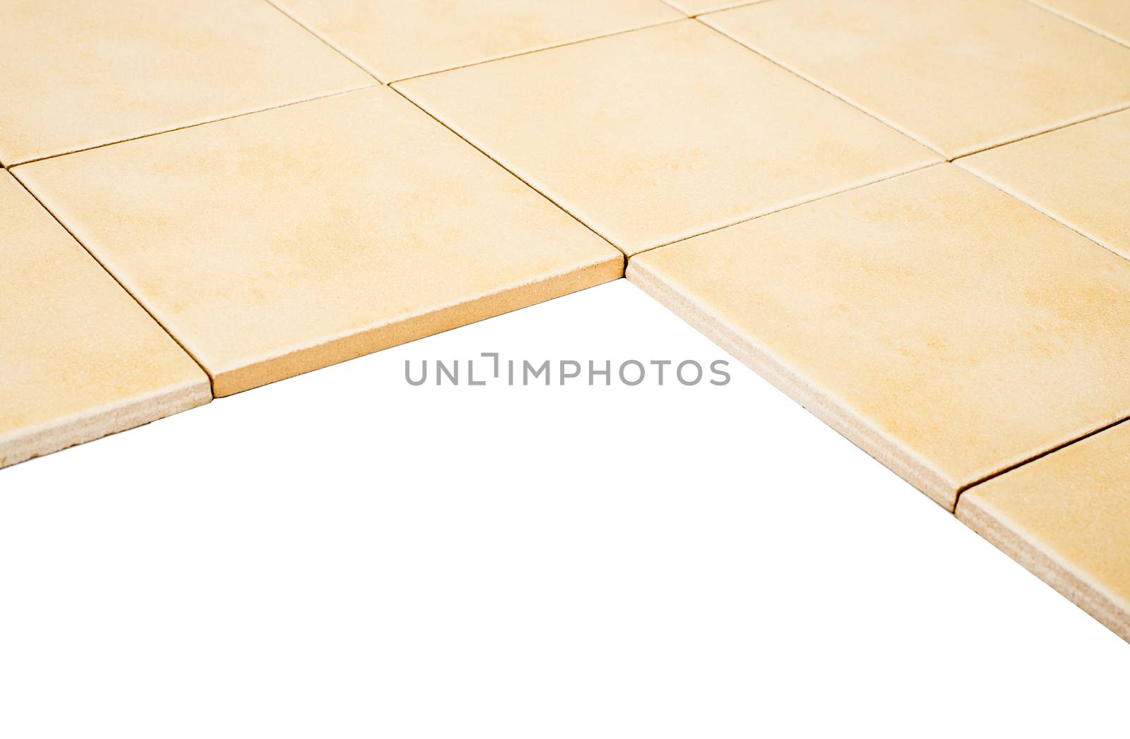 Set of tiles and tile wall isolated on white background