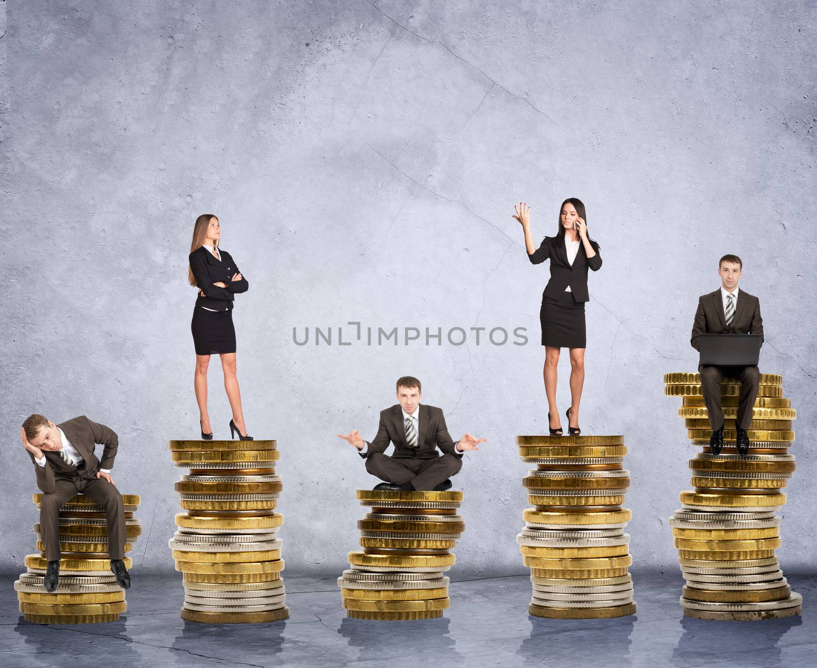 Business people on coins by cherezoff