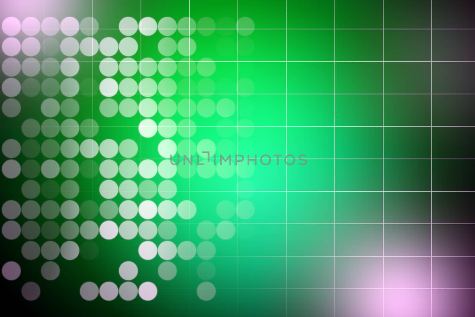 Abstract green background with light spots and circles