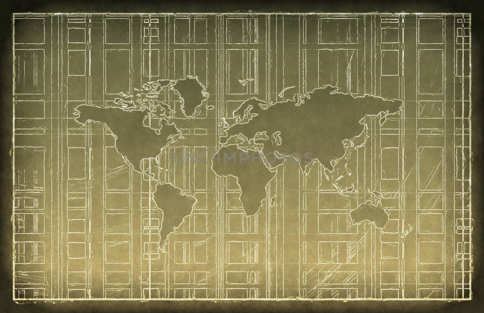 World Travel Concept on Chalkboard with Sketch as Art