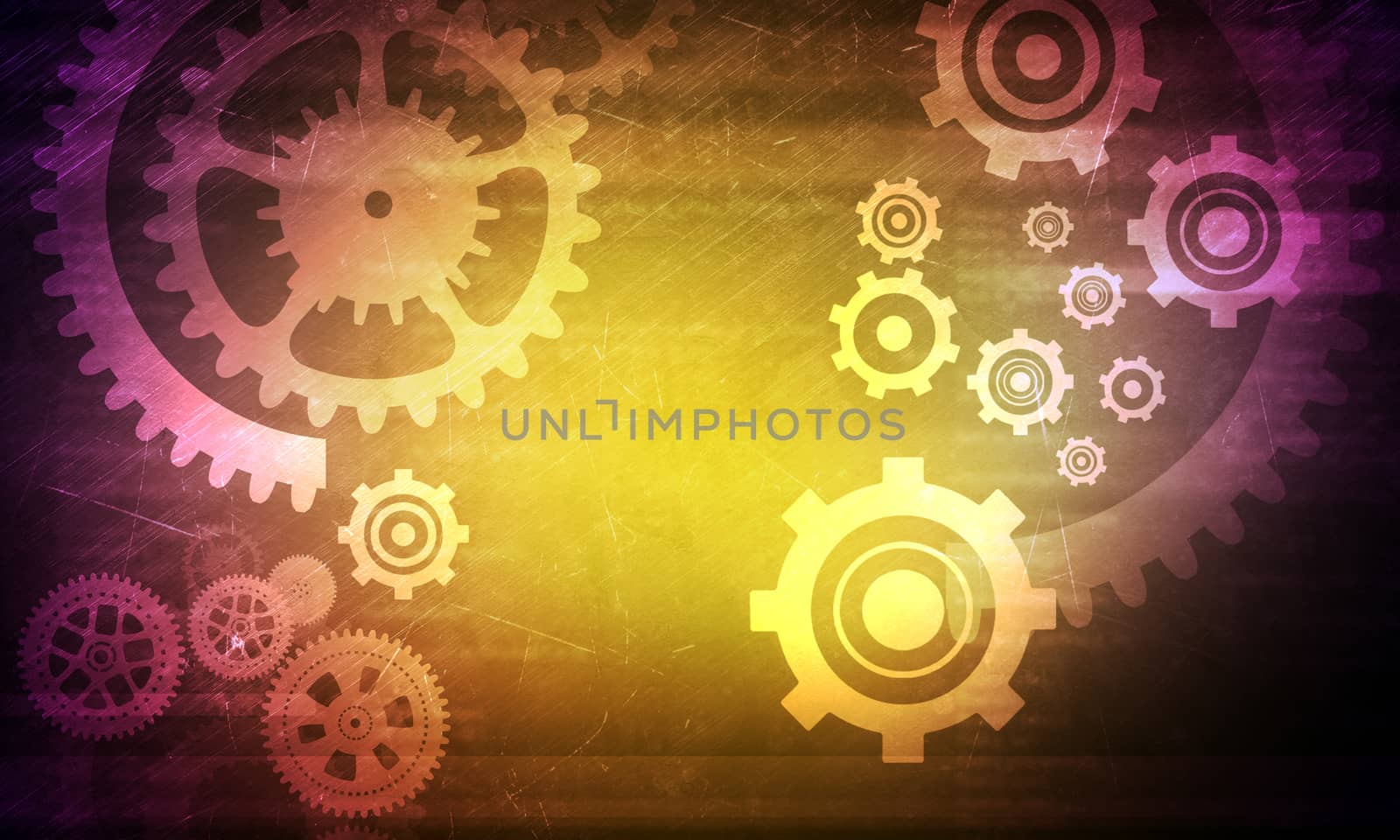 Abstract colorful background with cog wheels and lights