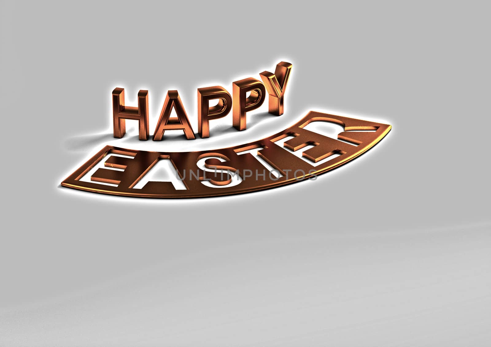 Dimensional inscription Happy Easter on white background