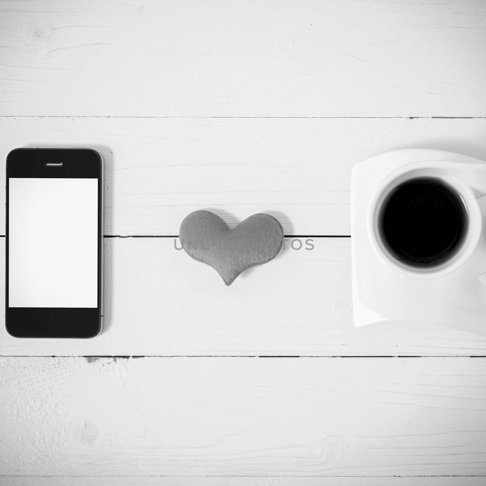 coffee cup with phone,heart black and white color by ammza12