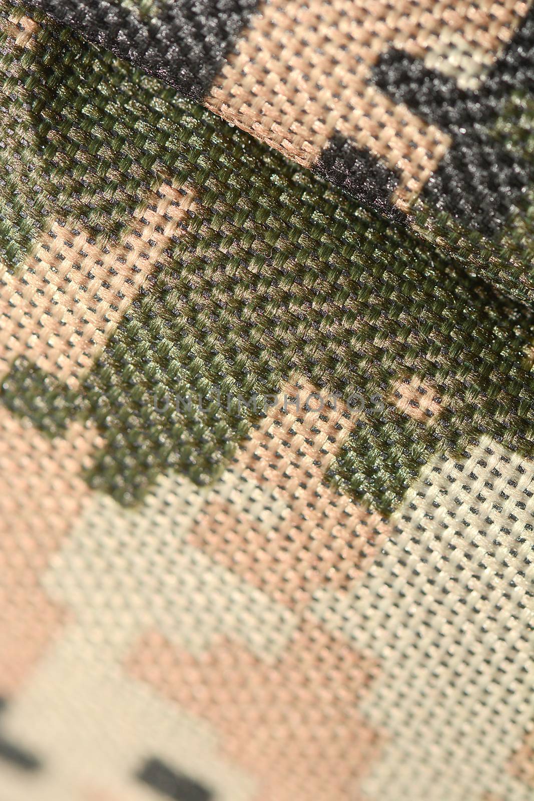 Close up of military uniform fabric.