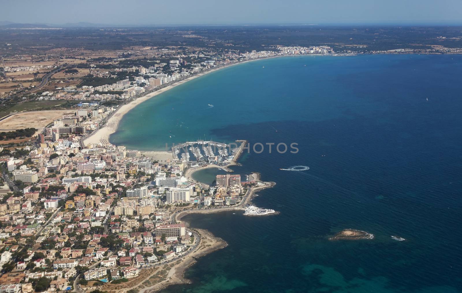 Areal view of residential zone in the island of Mallorca
