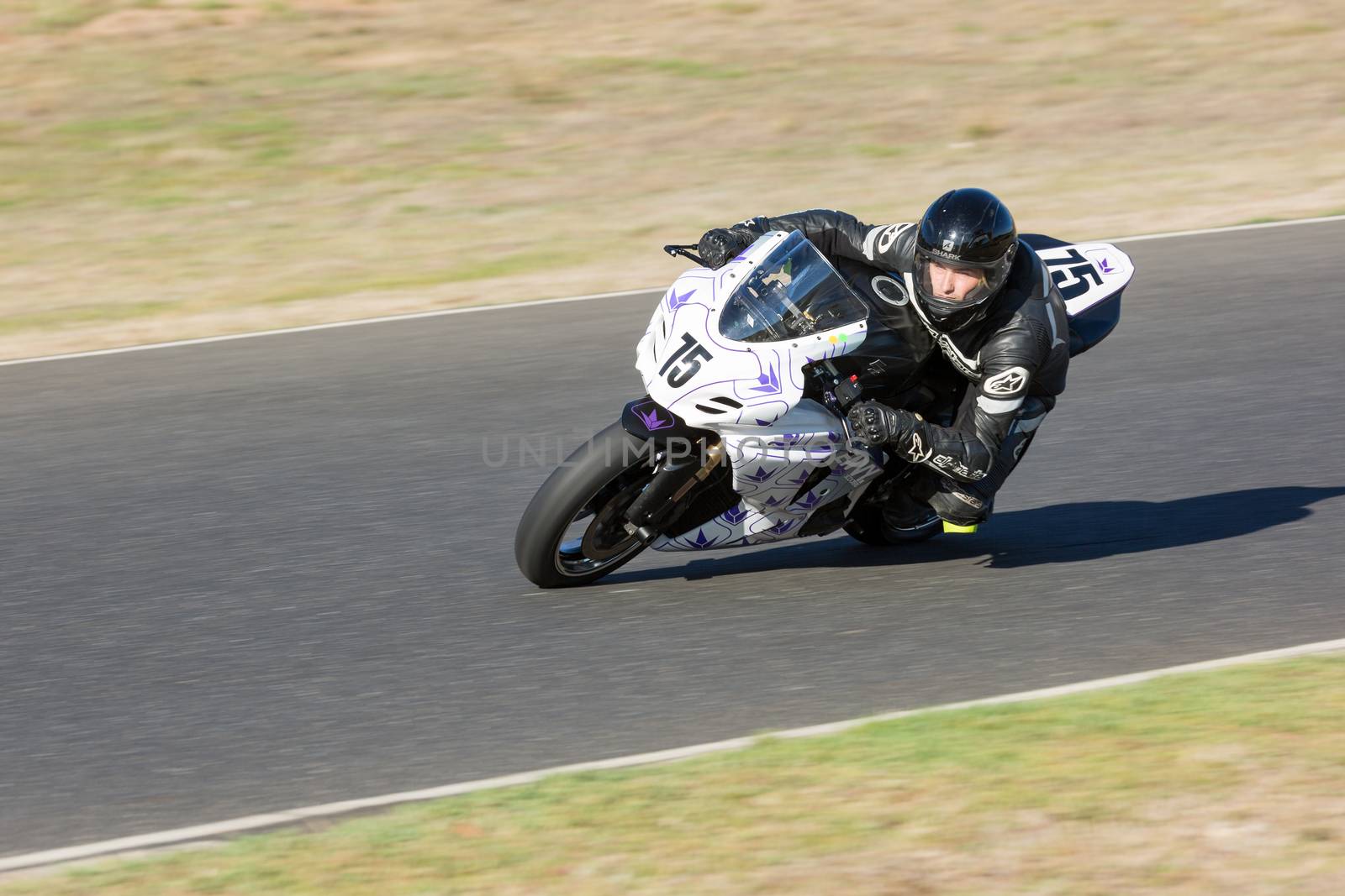 BROADFORD, VICTORIA/AUSTRALIA - MARCH 20: A mix of bikes and sidecars tussle against each other at Round 1 of the Interclub Series at The Broadford Motorcycle Complex near Melbourne.