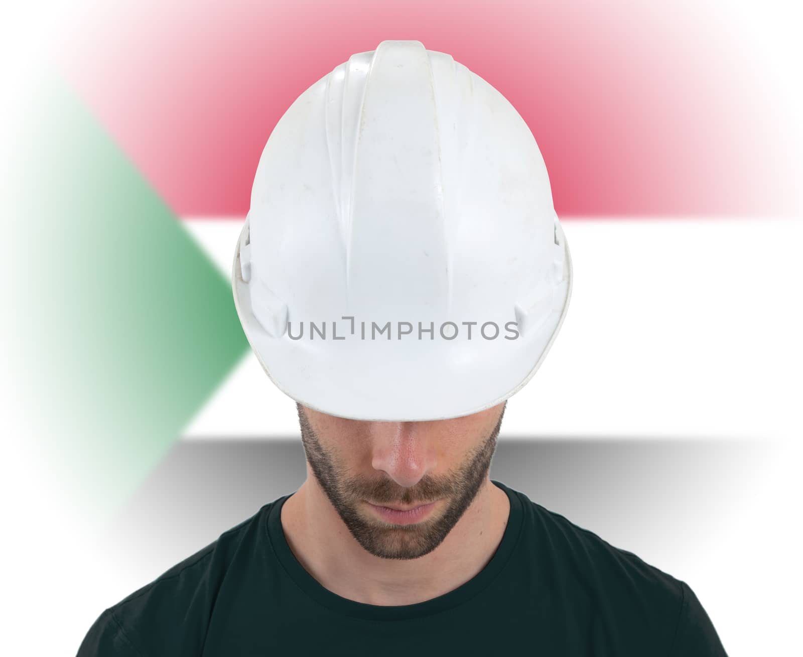 Engineer with flag on background - Sudan by michaklootwijk