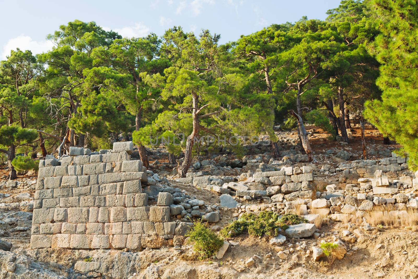  old  temple and theatre in arykanda antalya turkey asia sky and ruins